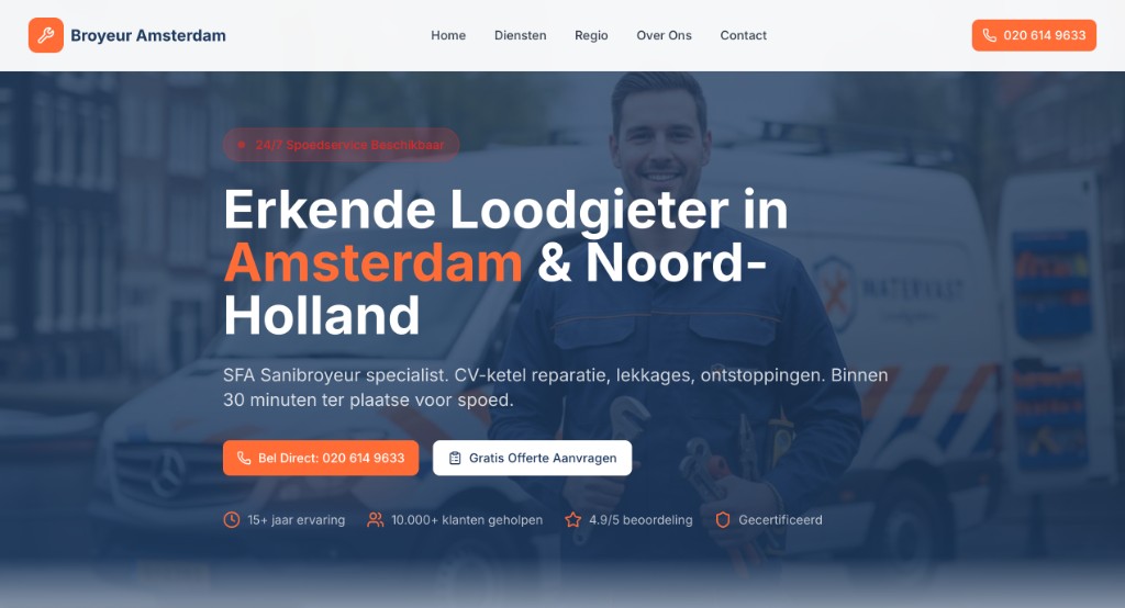 Screenshot 1 van Loodgieter: duidelijkheid en bereikbaarheid