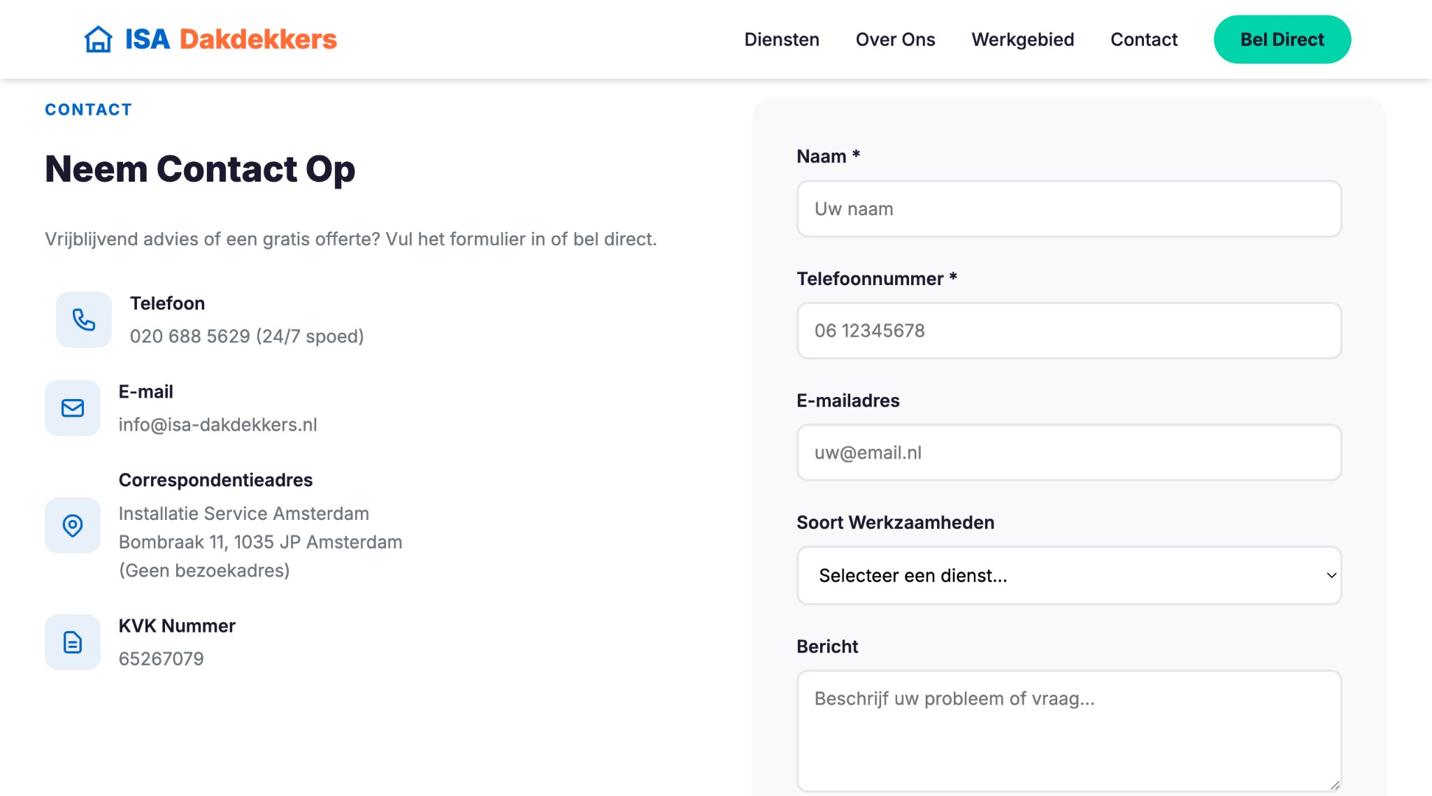 Screenshot 2 van Dakdekker: regio, werk en contact